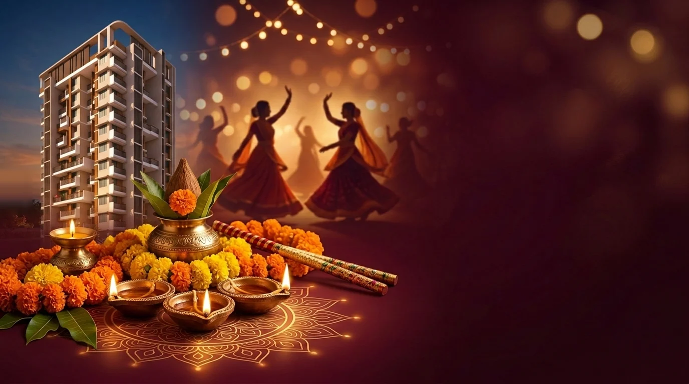 Shubh Navratri wishes from GPS Group Ambernath featuring Kailash Parvat elevation